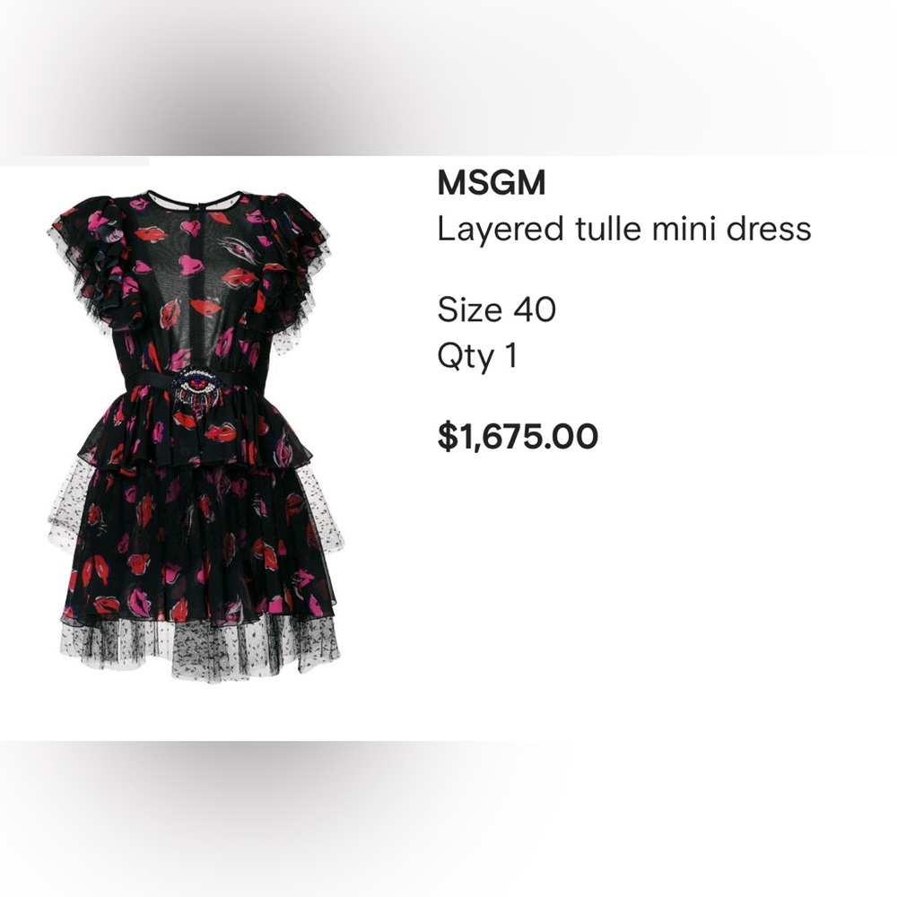 MSGM layered tulle mini dress.  Hearts and lips